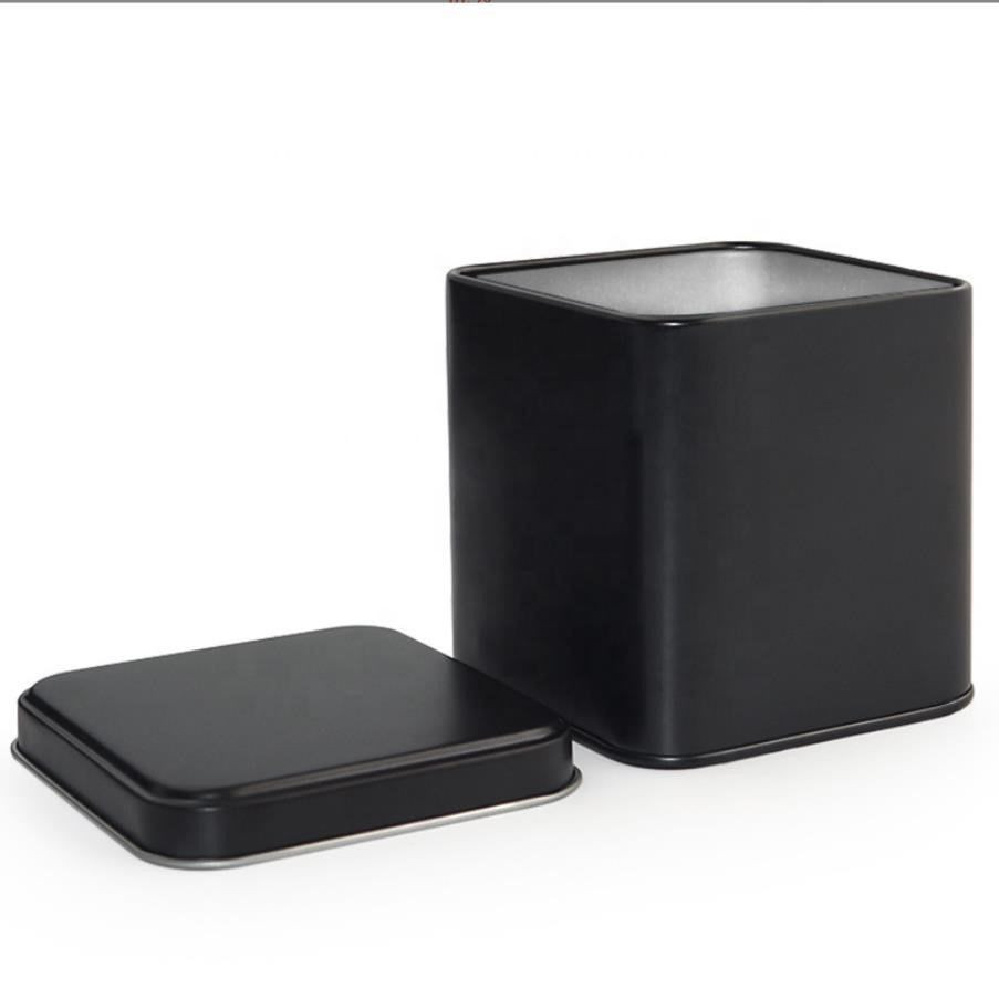 Square tin box black tin can for tea and Turkish delight metal container for jelly drops