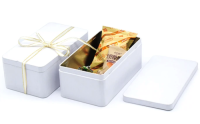 Rectangular spot tin box support custom logo holiday atmosphere orange white cookies candy bread cake packaging box