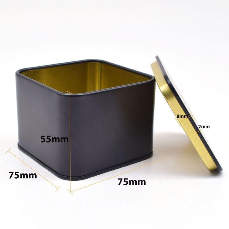 Reusable Wholesale Food Grade Small Tea Tin Can Canister Gift Box Packaging Square Metal Candle Tea Tin Box in Stock